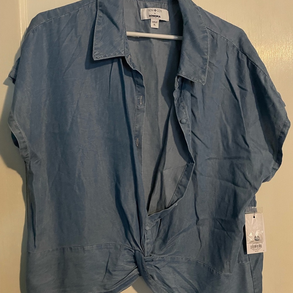 Sonoma Casual Denim Blue Button Down Shirt